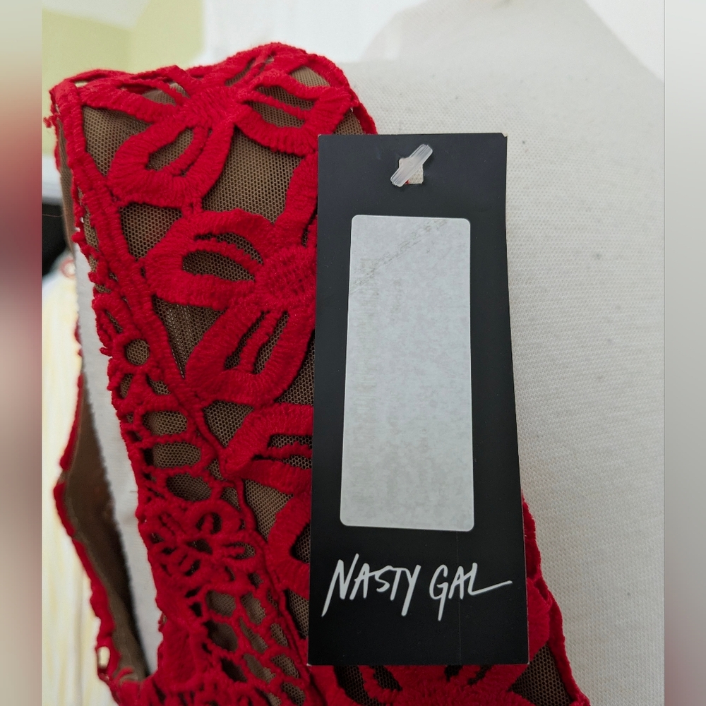 Nasty Gal NWT Isobel Red Crochet Lace Maxi Dress Sz Small Isobel Sheer Boho - Picture 6 of 15